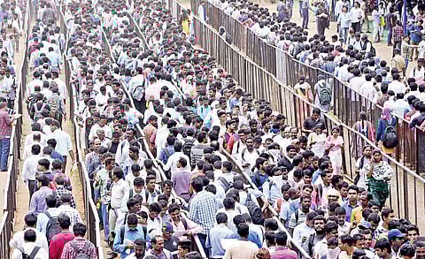File picture of unemployed people attending job mela in Hyderabad