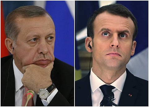 Turkish President Recep Tayyip Erdogan (L) and French counterpart Emmanuel Macron. (File photo | AP)