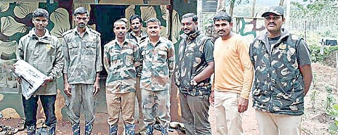 Forest personnel at the Kesarahalla anti poaching camp in Bhadra Tiger Reserve
