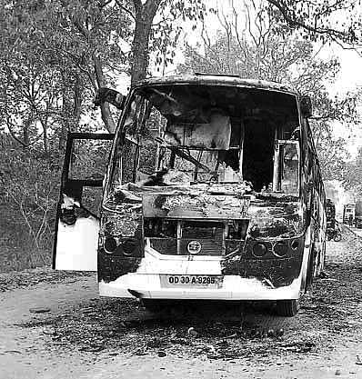Charred remains of the luxury bus | EPS