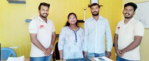 (L to R) Staff M Sagar, S Gowthami, B Ramakrishnan and Kennath