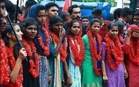 Victorious candidates after college union election at CMS College Kottayam (facebook/ SFI CMS)
