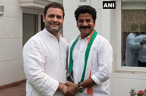 Kondangal MLA Revanth Reddy with Rahul Gandhi (Photo | ANI)