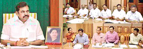 CM Palaniswami chairing the high level meeting to assess the impact of the 15th Finance Commission’s norms on Tamil Nadu | Express Photo
