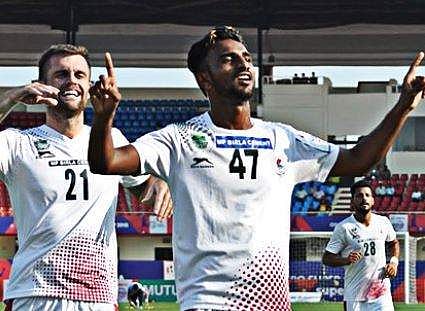 SK Faiaz of Mohun Bagan celebrates after scoring against Shillong Lajong  (Twitter/ Hero I-League)