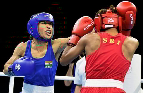 Indian boxer Mary Kom defeated Sri Lanka's Anusha Dilrukshi Koddithuwak. (PTI)