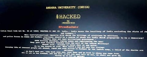 Andhra University website comes under attack by Pakistan group