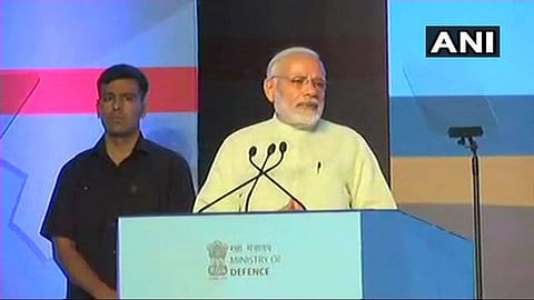 PM Narendra Modi at Defence Expo (Photo | ANI)