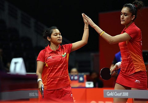 Indian paddlers Manika Batra and Mouma Das. (Twitter)