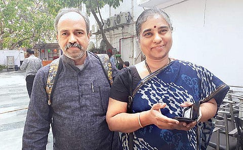 Dr S V Kameshwari with husband Dr Surya Prakash Vinjamuri | Express