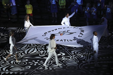 The Commonwealth Games flag is carried into Carrara Stadium for the opening ceremony for the 2018 Commonwealth Games. (File | AP)