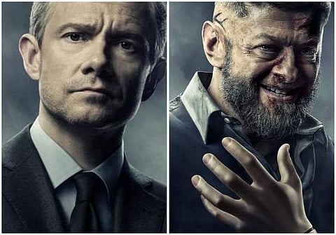 (L-R) Actors Martin Freeman, Andy Serkis in Black Panther.