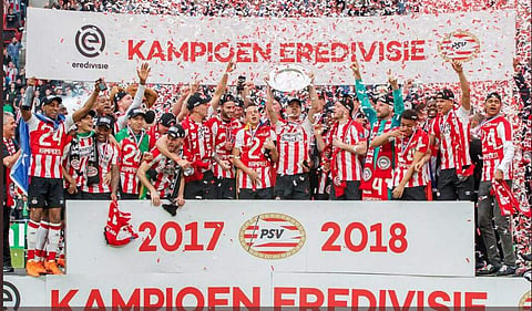 Dutch league champions PSV Eindhoven (Twitter/Santiago Arias)