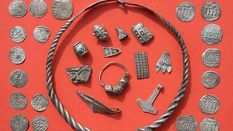 Medieval jewellery and coins found near Schaprode on the northern German island of Ruegen in the Baltic Sea. (Photo: AP)