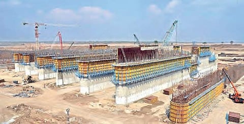 Work underway for Medigadda Barrage in Kaleshwaram Project | EXPRESS