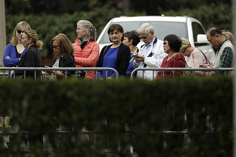 People line up as they wait for visitation of former first lady Barbara Bush at St. Martin's Episcopal Church in Houston (Photo |AP)