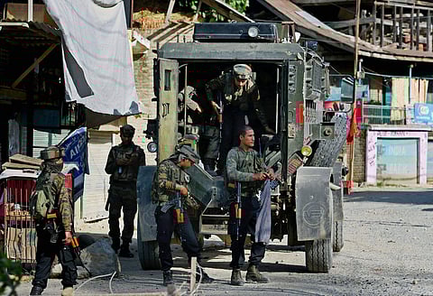 Army jawans stand guard during an encounter with militants in J-K. (File | PTI)
