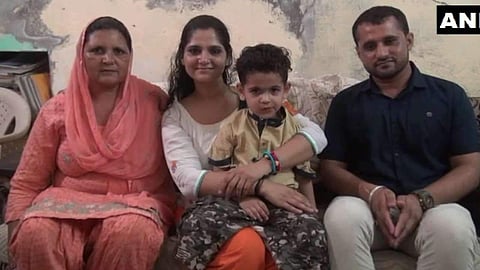 Anu Kumari with her family in Sonipat (ANI Twitter Photo)