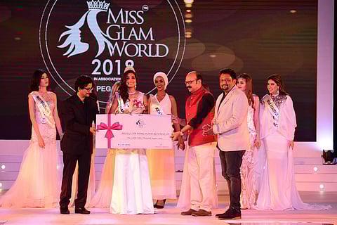 Glitz, glamour and talent came together to bedeck the stage with dazzling hues at the Miss Glam World pageant at the Adlux International Convention Centre in Angamaly on Friday. (Photo: ENS)