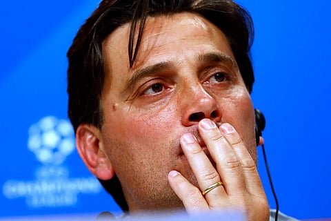 In this Tuesday, April 10, 2018 file photo, Sevilla coach Vincenzo Montella attends a news conference prior to their Champions League quarterfinal second leg soccer match against Sevilla FC at the Allianz Arena stadium in Munich, Germany. | AP