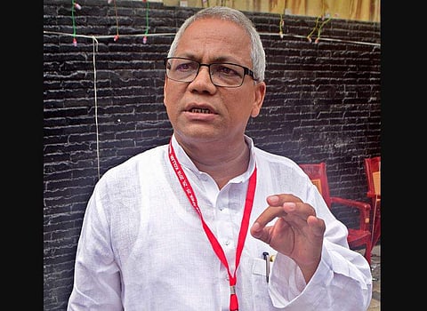CPI leader Abhay Sahoo at the CPI 23rd party congress venue in Kollam on Saturday. Express Photo | BP Deepu