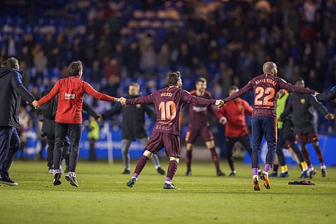 Unbeaten Barcelona added to its domestic dominance by winning La Liga for the third time in the last four seasons on Sunday, remaining unbeaten after 34 rounds. | AP