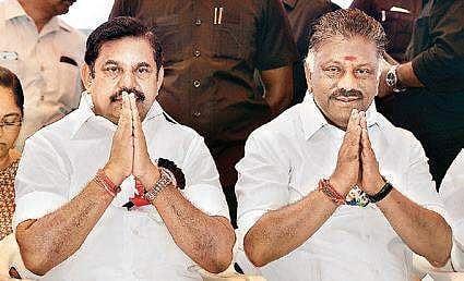 Chief Minister Edappadi K Palaniswami and Deputy Chief Minister O Panneerselvam during a fast at Chepauk on Tuesday | D SAMPATH KUMAR