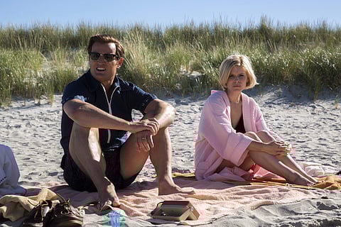 This image released by Entertainment Studios shows Jason Clarke as Ted Kennedy, left, and Kate Mara as Mary Jo Kopechne in a scene from Chappaquiddick. | AP
