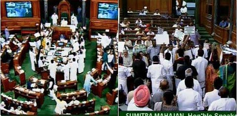 Lok Sabha was adjourned due to opposition protest over the Cauvery row (Twitter/ANI)
