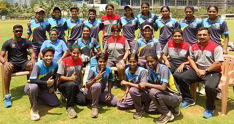 The victorious Kerala women's cricket team with coach Suman Sharma after they won the BCCI Women's Under-23 Twenty20 Championship in Mumbai | EXPRESS