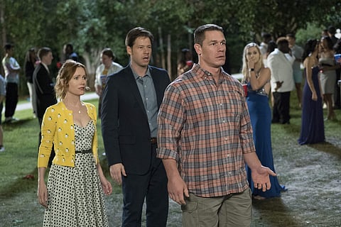 This image released by Universal Pictures shows, from left, Leslie Mann, Ike Barinholtz and John Cena in a scene from 'Blockers.' | AP