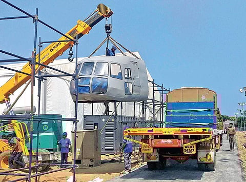 Preparations in full swing for the DefExpo 2018 at Thiruvidanthai, Tamil Nadu (Express Photo | Shiba Prasad Sahu)