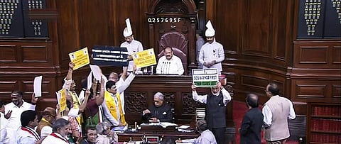 Protests in Rajya Sabha (File photo | PTI)