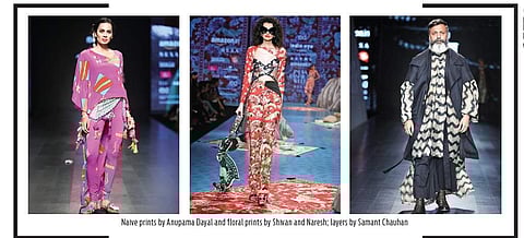 Naive prints by Anupama Dayal and floral prints by Shivan and Naresh; layers by Samant Chauhan