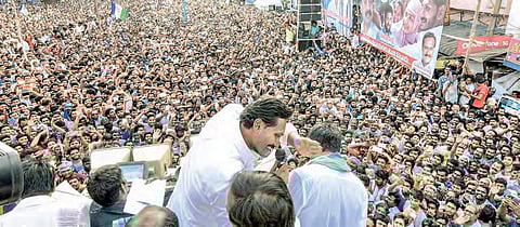 YS Jaganmohanreddy speaking at Tenali in Guntur as part of his Praja Sankalpa Yatra  on Saturday | EXPRESS