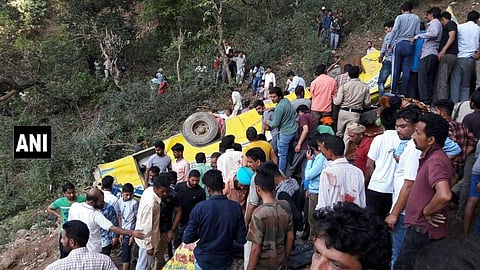 The school bus fell into the gorge near Gurchal village on the Nurpur-Chamba road. (ANI)