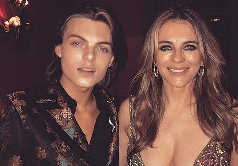 Elizabeth Hurley slammed for wearing cleavage-baring dress with son