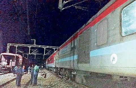 The ill-fated train at Kesinga railway station on Saturday night | Express