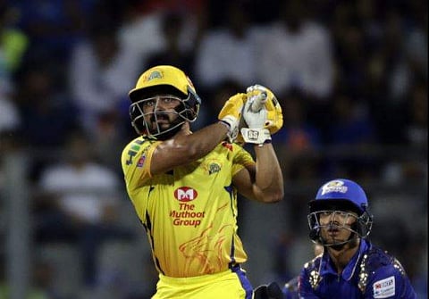 Kedar Jadhav against Mumbai Indians during the IPL 2018 opener | AP