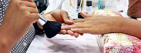 Manicure in progress  Nakshatra Krishnamoorthy