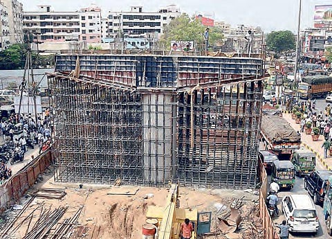 Ongoing flyover works at Benz Circle in Vijayawada | R V K Rao