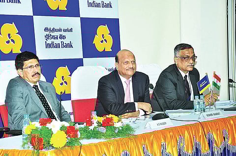 Kishor Kharat, MD and CEO, Indian Bank announces financial results for the quarter/year that ended on March 31, 2018 at Corporate Office. (EPS)