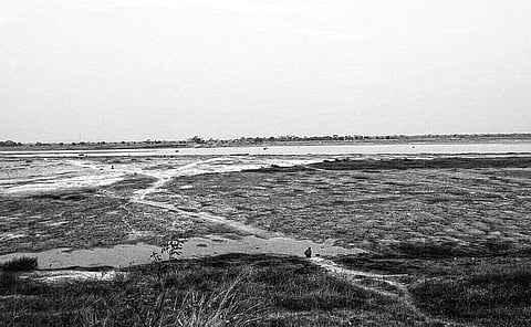 A view of receding water level in Chikili