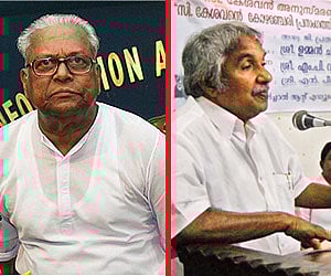 Veteran leaders VS Achuthanandan and Oomen Chandy are both campaigning for their respective fronts in Chengannoor (Express Photos)