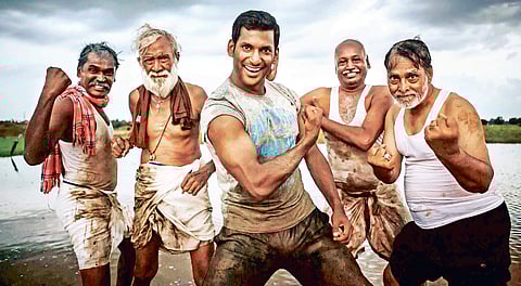 A still from Irumbu Thirai.