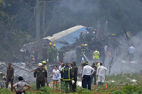 Picture taken at the scene of the accident after a Cubana de Aviacion aircraft crashed after taking off from Havana's Jose Marti airport on May 18, 2018. (File | AFP)