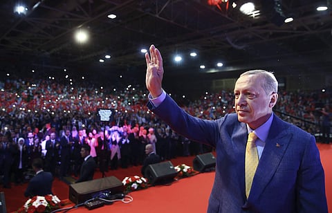 Turkey's President Recep Tayyip Erdogan waves to his supporters in Sarajevo, Bosnia, Sunday, May 20, 2018. | AP