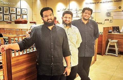 Ozman, Mahin and Wazim the owners of the Azad Star restaurant at  the Mall of  Travancore in Thiruvananthapuram