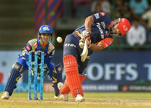 Delhi Daredevils batsman Rishabh Pant plays a shot during an IPL 2018 match against Mumbai Indians in New Delhi on Sunday. | PTI