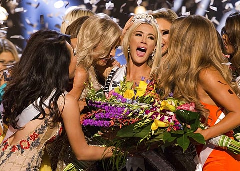 0 1 In this photo provided by The Miss Universe Organization, Sarah Rose Summers, Miss Nebraska USA 2018, is crowned Miss USA and congratulated by fellow contestants at the conclusion of the event. | AP
